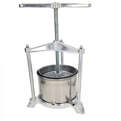 Torchio per uva, Torchio per melanzane, Torchio per vino, Pressa per frutta - Maxi, con doppio cestello in acciaio inox, 5L