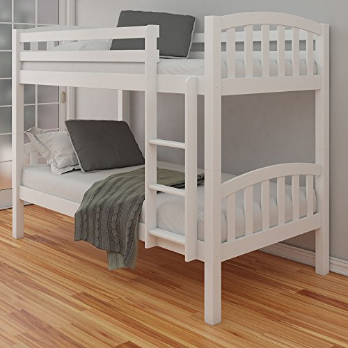 happybeds American Solid White Wooden Bunk Bed Frame Bedroom Home Sleep