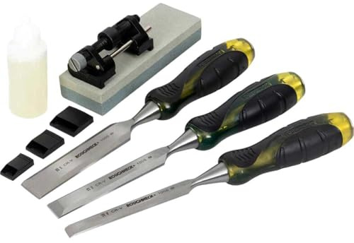 Roughneck ROU30165 Bevel Edge Chisel & Sharpening Kit - 6 Piece