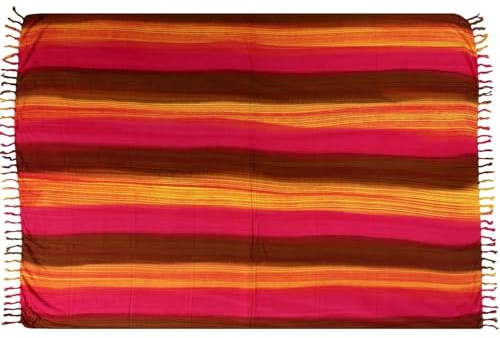 Wogeka Sarong – Blickdichtes luftiges Strandtuch in Braun Rot Gelb für Damen & Herren als Pareo Wickelrock Cover Up Strandkleid Wrap für den Strand 92
