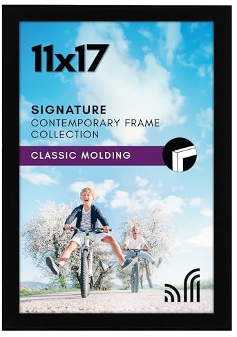 Americanflat 11x17 Picture Frame with Shatter-Resistant Glass - Signature Collection - Gallery-Style Frames Made of Engineered Wood - Photo Frame for Wall Display - Black