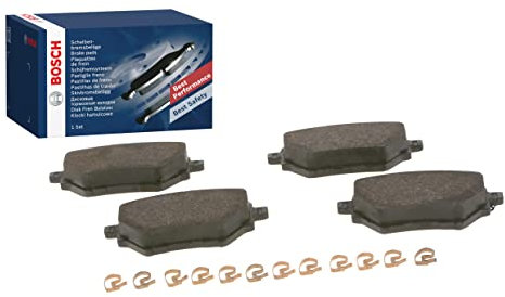 Bosch BP1711 - Brake Pads Car Rear Axle - Bosch Quality - Reduced Noise and Dust - ECE-R90 Certified - Copper-Free - 1 Set of 4 Pads - With Accessories