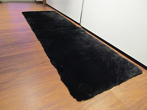Reissner Lammfelle | FP-140-SCH | Hochwertiger Fell Teppich Bettvorleger Couchauflage | Echtes Merino Schaffell | rechteckig 140x60cm schwarz