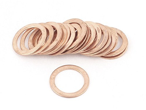 sourcing map 20pcs Joint Cuivre 22mm OD 16mm ID 1mm d'épaisseur joint de ligne de frein à huile Rondelle plate
