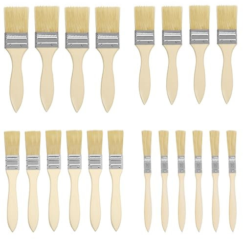 Kurtzy 20pz Set Pennelli Pittura Professionali- Set Pennelli per Dipingere in Legno da 5,08, 3,81, 2,54 e 1,27cm - Pennelli per Acrilico, Vernici, Colle e Fai da Te per Casa - Pennello Pittura Muro