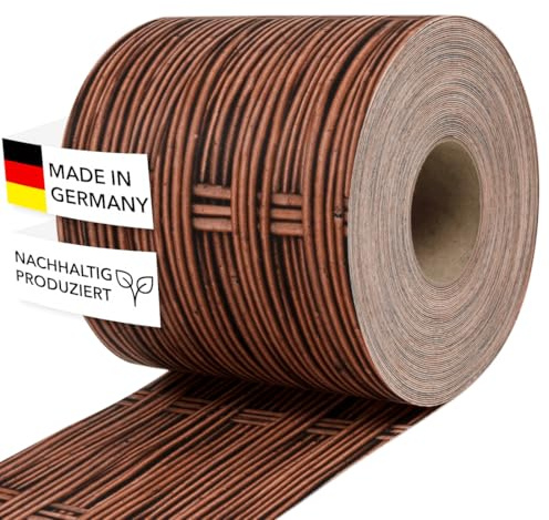 Zaundruck Sichtschutzstreifen Polyester - nachhaltiger Sichtschutz für Doppelstabmattenzaun - Motiv Windschutz 26 m x 19 cm - Sichtschutz-Rolle - Weidengeflecht
