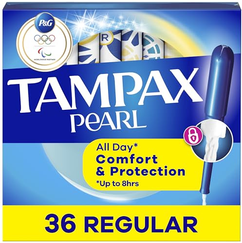 Tampax Pearl Tampons for Women, with LeakGuard Braid, Regular Absorbency, Unscented, 36 Count