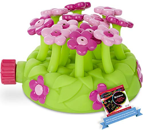 Melissa & Doug Pretty Petals Sprinkler: Sunny Patch Outdoor Play Series + FREE Scratch Art Mini-Pad Bundle [67157]