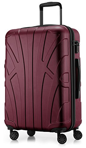 suitline - Hartschalen-Koffer Koffer Trolley Rollkoffer Reisekoffer, TSA, 66 cm, ca. 58 Liter, 100% ABS matt, Burgund