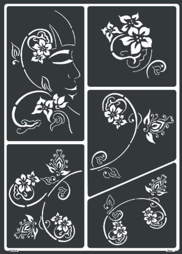 Kreul 74800 - Window Style Schablone Asia Design, flexibel, selbstklebend und wiederverwendbar, für individuelle Gestaltungen