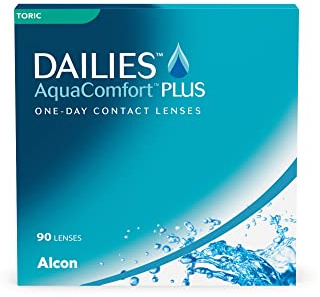 Dailies AquaComfort Plus Lentes de contacto tóricas de reemplazo diario, Pack de 90, R 8.8 mm, D 14.4 mm, cilindro -0.75, eje160, -2.75 Diopt