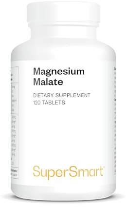 Magnesium Malate - Eccellente solubilità e biodisponibilità - Riduzione dell'affaticamento - Buona tolleranza digestiva - 20% Magnesio e 69% Acido malico - Vegano - SuperSmart