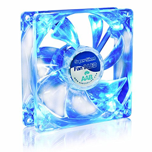 AABCOOLING Super Silent Fan 9 Blue LED - 92mm Ventilateur pour Boîtier PC Silencieux et Efficace avec 4 Pads Anti Vibrations et des LED Bleues 12V Ventilation PC 9cm Ventilo PC Fan PC 13,6 dB 58 m3/h