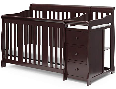Storkcraft Portofino 5-in-1 Convertible Crib and Changer – Crib and Changing Table Combo with Drawer, Converts to Toddler Bed, Daybed and Full-Size Bed, Storage Drawer (Espresso)