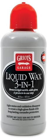 Griots Garage Liquid Wax 3-In-1 for Car Polishing and Detailing, High Gloss Shine and Carnauba-Based Protection for Auto Paint, 11013, 16oz