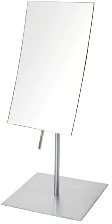 JERDON Rectangular Tabletop Makeup Mirror - 3X Magnification with Nickel Finish - 5-inch by 8-inch Vanity Mirror – Pivot Adjustment - Model JP358N
