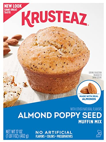 Krusteaz Almond Poppy Seed Muffin Mix, Almond Poppy Seed Muffins Made With Real Almonds, 17 oz Box
