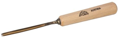 STUBAI-520904 Gerades Hohleisen 4 mm | Profi-Schnitzeisen Serie 52, Stich 9 | einseitig geschliffen | für Figurenarbeiten, Haar- & Wasserdarstellungen | präzises Holzschnitzwerkzeug