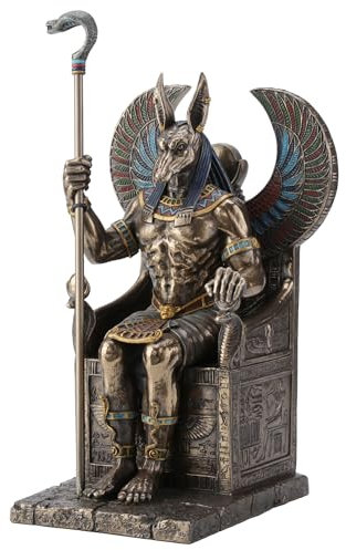 Veronese Design Bronze Finished Egyptian God Anubis on Throne Statue