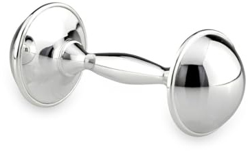 Kinderrassel Hantel L 10,5 cm D 4,0 cm versilbert
