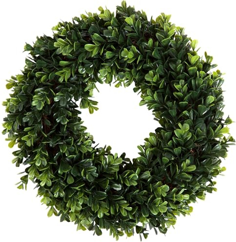 Pure Garden Buchsbaumkranz, rund, UV-beständig, künstlicher Frühlings-, Sommer-, Herbst- oder Winterkranz, für Innen- und Außenbereich, für Haustür, 30,5 cm
