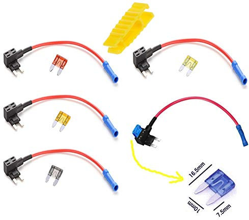 Qiorange 5 tlg Autosicherungen Stromdieb Stromabgreifer Stecksicherung Steck Sicherung Verteiler Anschlußkabel (A Type 5 Set)