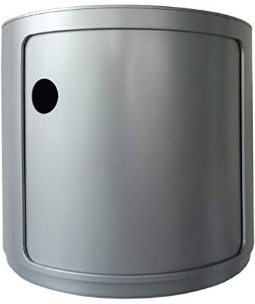 Kartell Componibili Contenitore, Elemento tondo, ABS, Silver, 42 x 42 x 38.5 cm, Alto