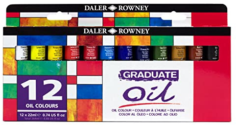 Daler Rowney GRADUATE Oil, Ölarben in Studenten-Qualität, Set mit 12 x 22 ml