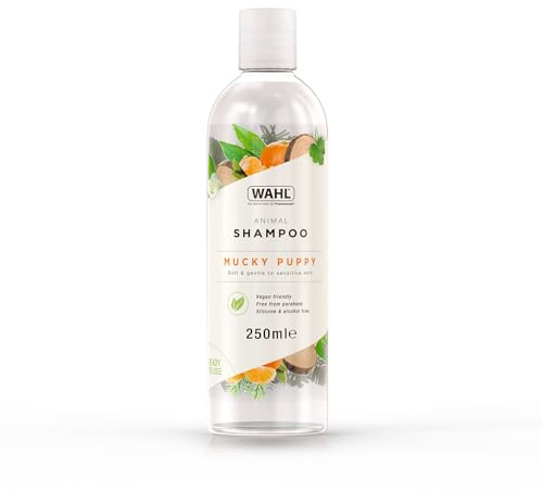 Wahl Mucky Puppy schampo, hundschampo, schampo för husdjur, mild husdjursvänlig formel, känslig hud, schampo för unga djur, klar att använda, ta bort smuts.