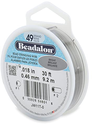 Beadalon 49 Strand Stainless Steel Beading Wire, Bright - .018in/0.46mm