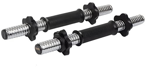 ScSPORTS® Kurzhantelstange - 35/42/48cm, 1er/2er, 30mm, Ergonomisch, Gerändelt, Chrom/Scwarz, Sternverschluss/Federverschluss/Schnellverschluss, Silber (2, 35,5 cm + Schwarz Sternverschluss)