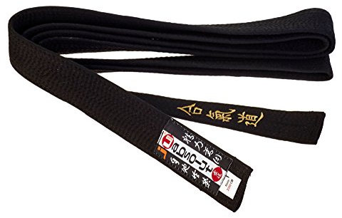 Ju-Sports Budogürtel schwarz mit Bestickung Aikido (japanisches Kanji)