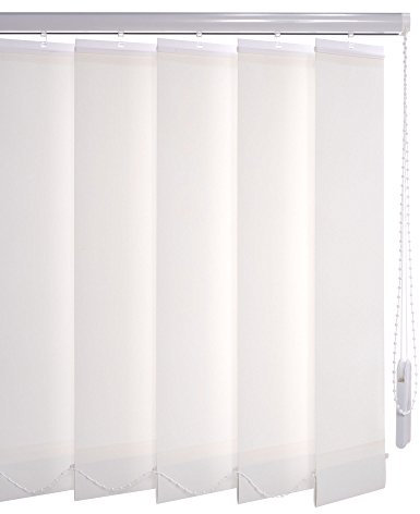 Liedeco Vertikalanlage Lamellenanlage Lamellenvorhang Vertikaljalousie | Lamellenbreite 89 mm | Höhe 180 cm, oder 250 cm | kürzbar | weiß (150 x 180 cm)