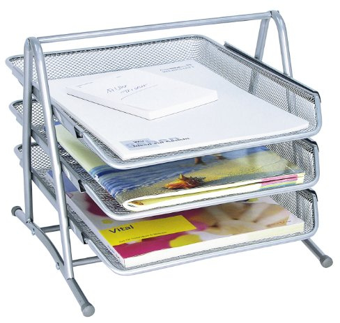 Wedo 65854 Briefablage Office (aus Drahtmetall, 3 Fächer, passend bis C4-Format, 35 x 30 x 27 cm) silber