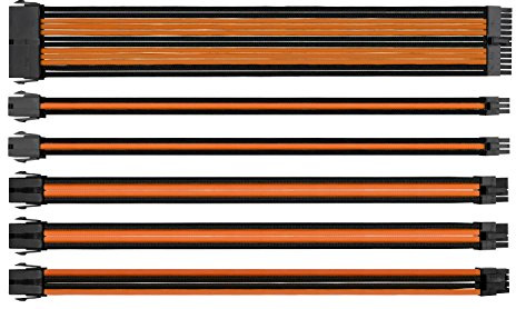 Thermaltake TtMod Sleeve Extension Power Supply Cable Kit ATX/EPS/8-pin PCI-E/6-pin PCI-E with Combs, Orange/Black AC-036-CN1NAN-A1