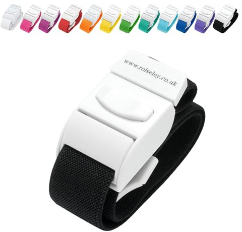 ROLSELEY Garrot Médical De Qualité Avec Boucle A Ouverture Rapide Et Bande Elastique En Polyester Sans Latex Pour Infirmière, Sage-Femme, Auxiliaire Médical, Phlébotomiste, Etudiant En Médecine Et Médecin (NOIR)