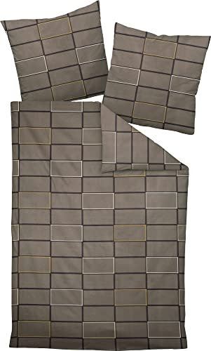 Janine Mako Soft Seersucker Bettwäsche in schwarz - weiß - Silber 135x200 2tlg.