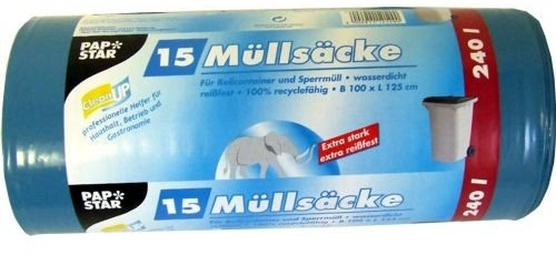 PAPSTAR Müllsäcke blau 15 x 240l (Müllsack/Abfallsack B 100 x H 125 cm)