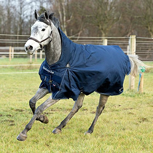 Horze Avalanche Pro Weidedecke mit Fleece, 1200D, leichtes/mittleres Gewicht, Regendecke, Pferdedecke,Wasserdicht Und Winddicht, Atmungsaktiv, Schweiflatz, Größe 75-165 cm, Blau, Blau, 135