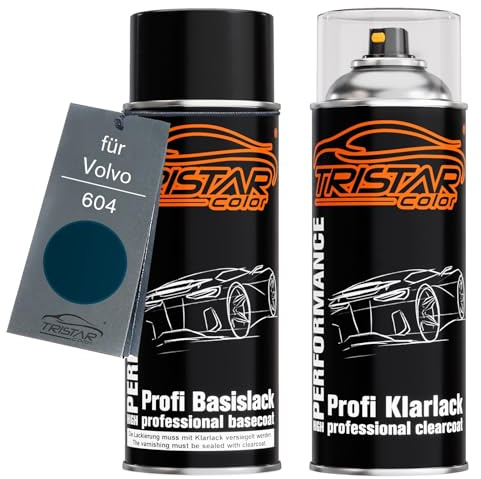 TRISTARcolor Billack Spray can set för Volvo 604 Midnight Blue Base coat klarlack spray can 400ml