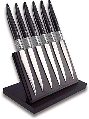 Laguiole Expression® - Bloc Aimanté de 6 Couteaux à steak - Couteaux de table design en acier inoxydable - Manche Pom