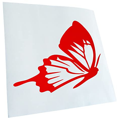 Kiwistar - Autoaufkleber - Rot - 14x11cm Schmetterling - Heckscheibe Auto Aufkleber wetterfest für Kfz LKW Mofa Truck - Sticker außen selbstklebend Tuning Zubehör für Fenster Fahrzeug Scheibe