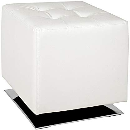 HAKU Hocker Chrom, weiß, Kunstleder, Metall - Maße: B 40 cm x H 42 cm x T 40 cm, Style: Modern