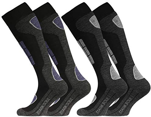 VCA 2 Paire de chaussettes hautes de ski-snowboard thermiques - renfort spécial - Noir - 43/46