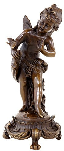 Auguste Moreau Art Nouveau Bronsfigur – Älva med Fåglar Skulptur – Tillverkad av 100% Brons