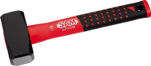 Sam outillage Square Sledgehammer with Forged Head Fibreglass Shaft Various Models Available 29710FB red