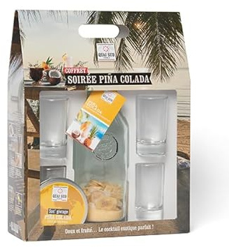 Quai SUD Coffret Soirée Piña Colada | Coffret | Valisette en Carton (Carafe Piña Colada - 4 Bocks - 1 Suc' Givrage Piña Colada)