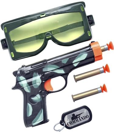Smiffys Panoplie de militaire, avec arme, balles, lunettes et plaque d'identité Halloween, Carnaval