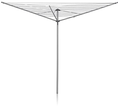 Addis 35m 3 Arm Rotary Washing Line (Grey) Multiple Tension Adjustment, Folding Outdoor Rotating Clothes Dryer & Ground Spike MOB, Metallic