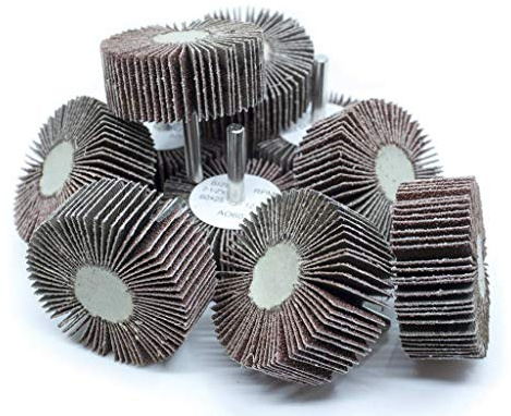 Benchmark Abrasives Aluminum Oxide 2-1/2 Inch Flap Wheel 1” Length 1/4 Shank Mounted Sander for Deburring, Sanding, Grinding, Paint Removal Polishing Wheel for Drill & Grinder (10 Pack) - 40 Grit
